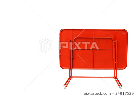Red Rectangle folding table isolated on white back 24917529