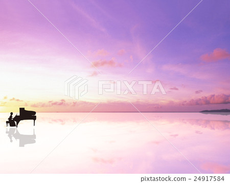 A woman who plays a piano on a lake 24917584