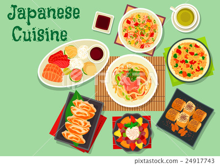 Japanese cuisine dishes icon for menu design 24917743