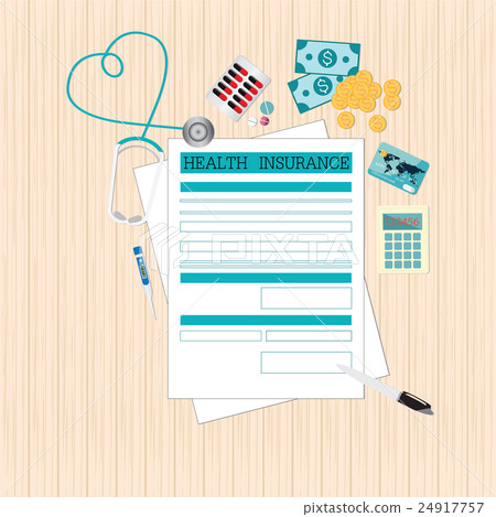 Top view of Health insurance form Life planning. Top view of Health insurance form Life planning. 24917757