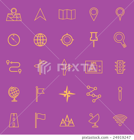 Navigation line color icons on violet background Navigation line color icons on violet background 24919247