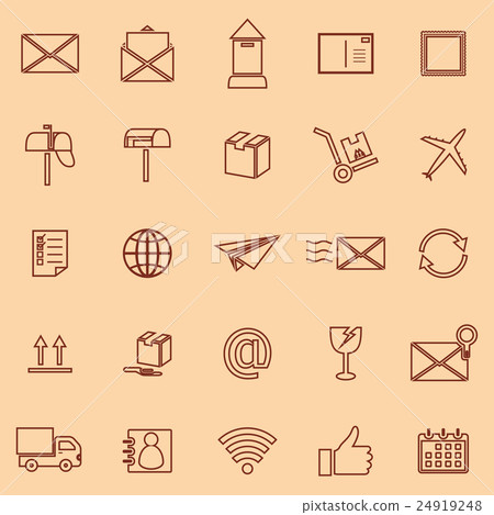 Post line color icons on orange background Post line color icons on orange background 24919248