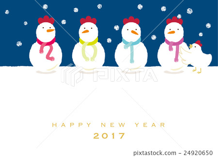 New Year's cards snowman of chicken 24920650