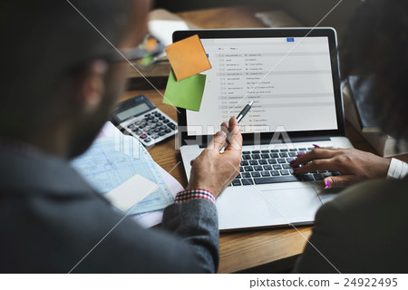 Email Working Work Station Using Laptop Technology Concept 24922495