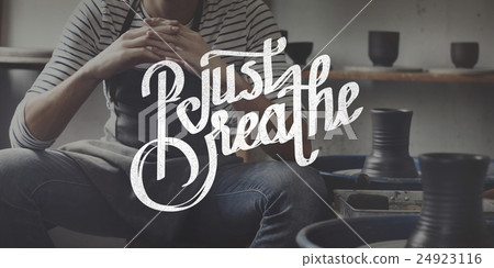 Just Breath Calmness Peaceful Mind Meditation Concept Just Breath Calmness Peaceful Mind Meditation Concept 24923116