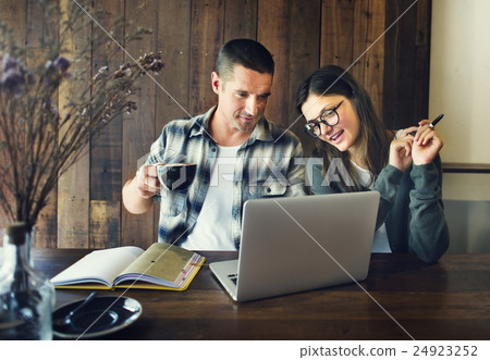 Couple Friends Coffee Break Resting Concept 24923252