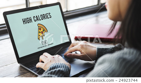 Pizza Icon Fast food Unhealthy Snacks Calories Fat Concept 24923744