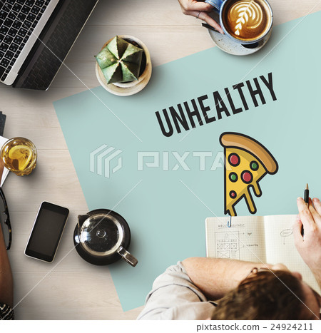 Pizza Icon Fast food Unhealthy Snacks Calories Fat Concept 24924211