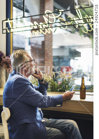 Senior Man Hangout Drinking Alcohol Night Club Concept 24924718