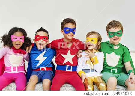 Superheroes Kids Friends Playing Togetherness Fun Concept 24925038