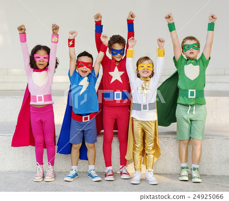 Superheroes Kids Friends Playing Togetherness Fun Concept Superheroes Kids Friends Playing Togetherness Fun Concept 24925066
