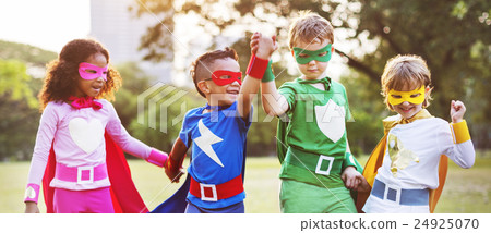 Superheroes Kids Friends Playing Togetherness Fun Concept Superheroes Kids Friends Playing Togetherness Fun Concept 24925070