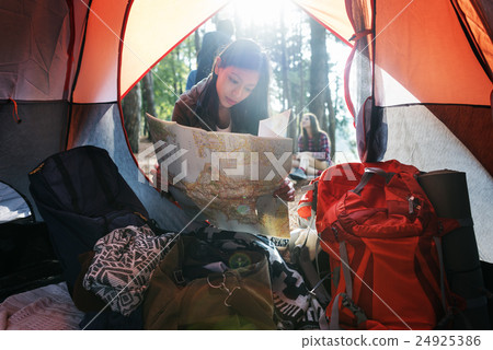 Female Map Camping Forest Concept 24925386
