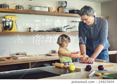 Family Father Girl Making Cookies Learning Baking Concept Family Father Girl Making Cookies Learning Baking Concept 24925604