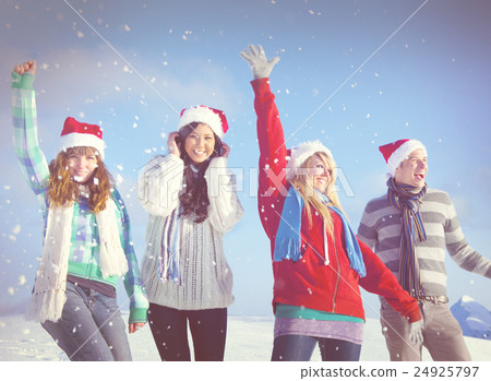 Friends Enjoyment Winter Holiday Christmas Concept 24925797