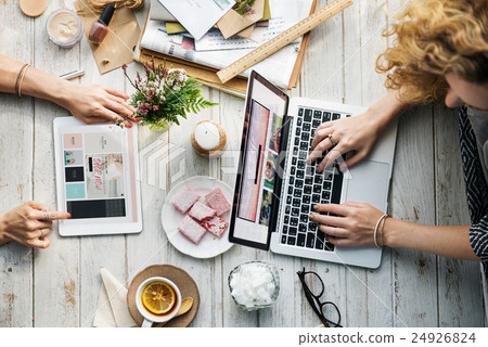 Women Shopping Online Using Devices Concept Women Shopping Online Using Devices Concept 24926824