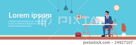 Business Man Sitting Desk Office Working Place 24927107