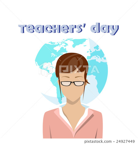 International Teacher Day Holiday Woman Over World 24927449