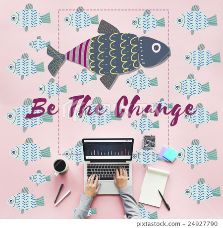 Individuality Unique Different Fish Graphic Concept 24927790