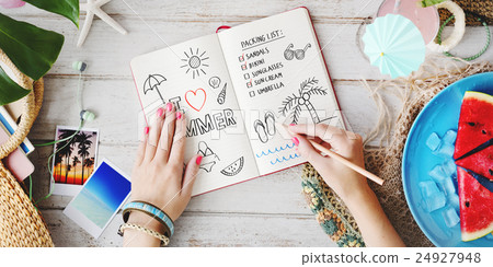 Notebook List Vacation Break Summer Beach Fun Concept 24927948