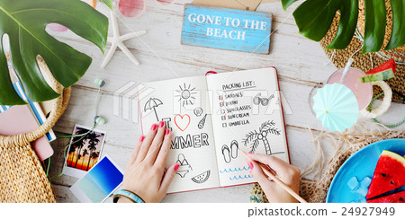 Notebook List Vacation Break Summer Beach Fun Concept 24927949