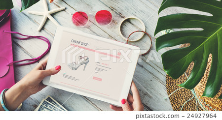 Woman Shopping Online Website Connection Concept Woman Shopping Online Website Connection Concept 24927964