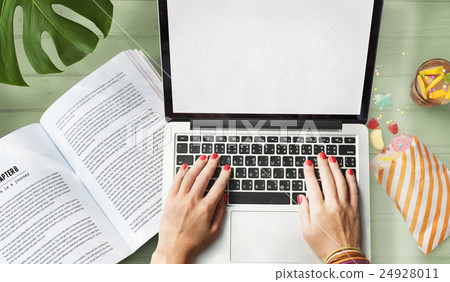 Blank Mockup Tying Laptop Concept 24928011