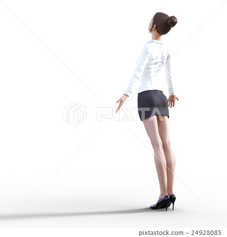 A woman with beautiful legs to pose perming3DCG Illustration material 24928085