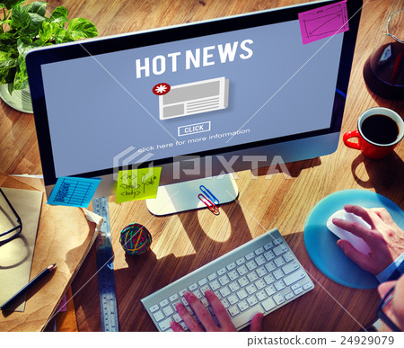 Hot News Newsletter Announcement Daily Concept 24929079