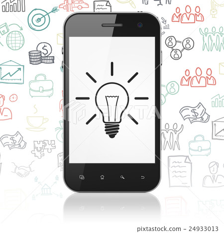 Business concept: Smartphone with Light Bulb on 24933013