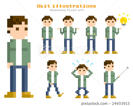Pixel illustration: Young man set variations Pixel illustration: Young man set variations 24933915