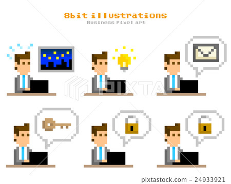 像素圖：使用個人電腦的商人 24933921