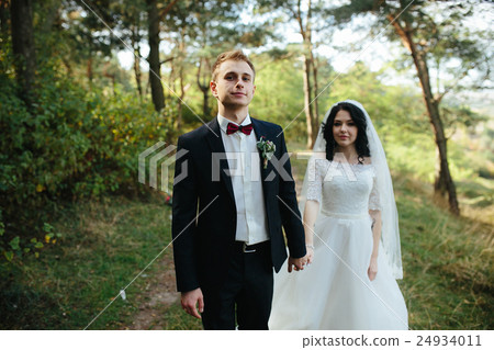 Beautiful wedding couple posing Beautiful wedding couple posing 24934011
