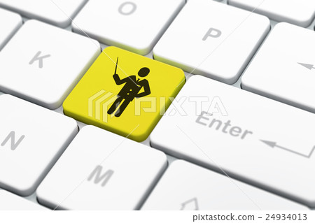 Learning concept: Teacher on computer keyboard 24934013