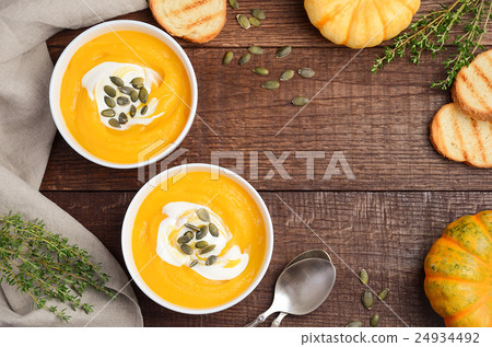 Pumpkin cream soup with cream and pumpkin  24934492