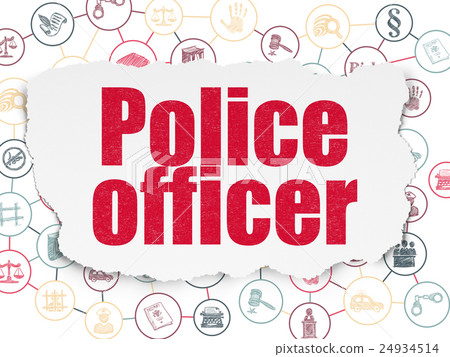Law concept: Police Officer on Torn Paper 24934514
