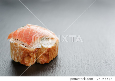 small sandwich with soft cheese and salmon 24935342