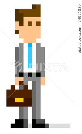 Pixel Art Businessman And Success Stock Clipart, Royalty-Free