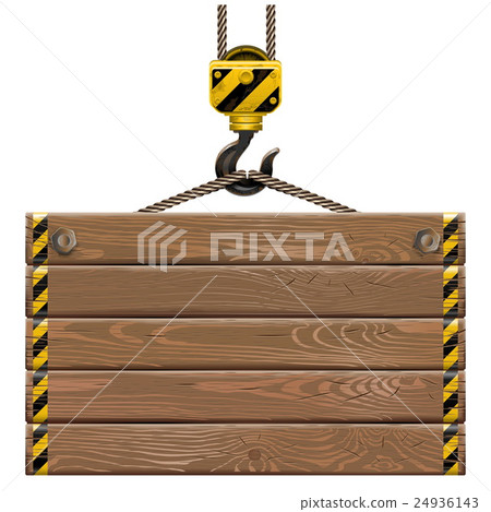 Vector Wooden Frame with Crane Hook 24936143