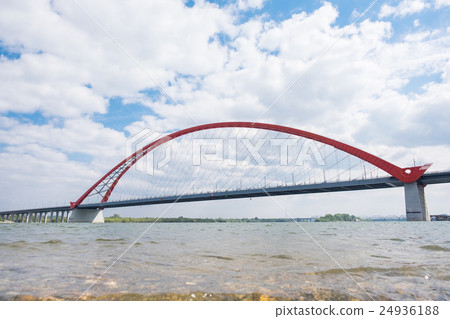 The red bridge in Novosibirsk city The red bridge in Novosibirsk city 24936188