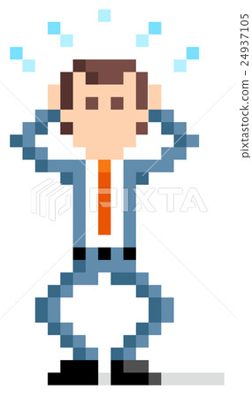 Pixel illustration: a busy businessman Pixel illustration: a busy businessman 24937105