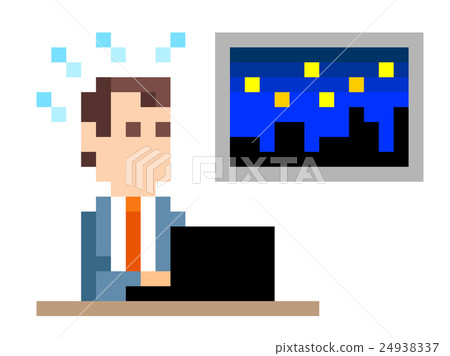 像素圖：使用個人電腦的商人 24938337