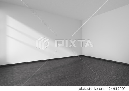 Corner of empty room with black parquet floor Corner of empty room with black parquet floor 24939601