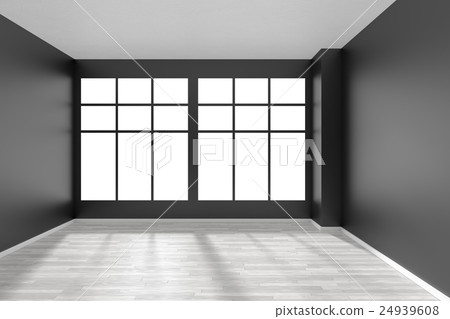 Empty room with white parquet floor and window Empty room with white parquet floor and window 24939608