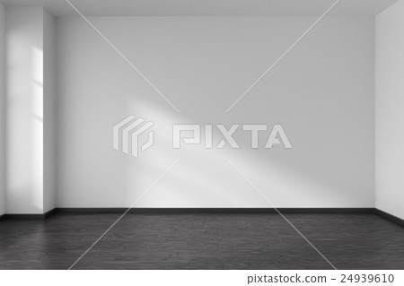 Empty room with angle with black parquet floor Empty room with angle with black parquet floor 24939610