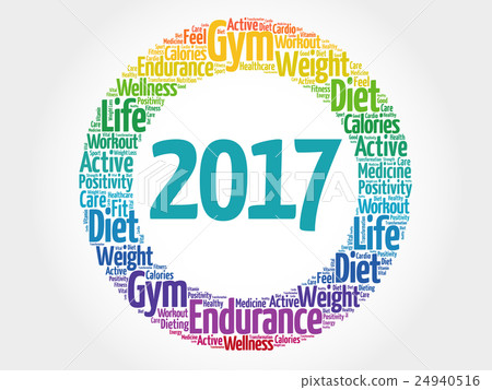 2017 word cloud collage, health concept 24940516