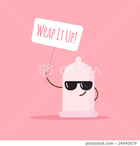 Vector emoji condom with poster about safe love 24940879