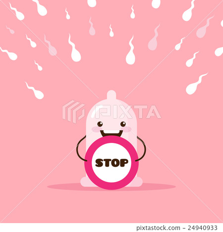 Vector Cartoon Condom Illustration With Stop Sign Stock Illustration 24940933 Pixta