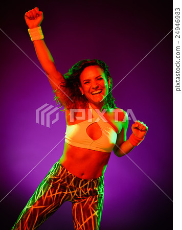 woman dancer dancing fitness exercises isolated 24946983