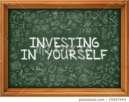 Green Chalkboard with Hand Drawn Investing in 24947444
